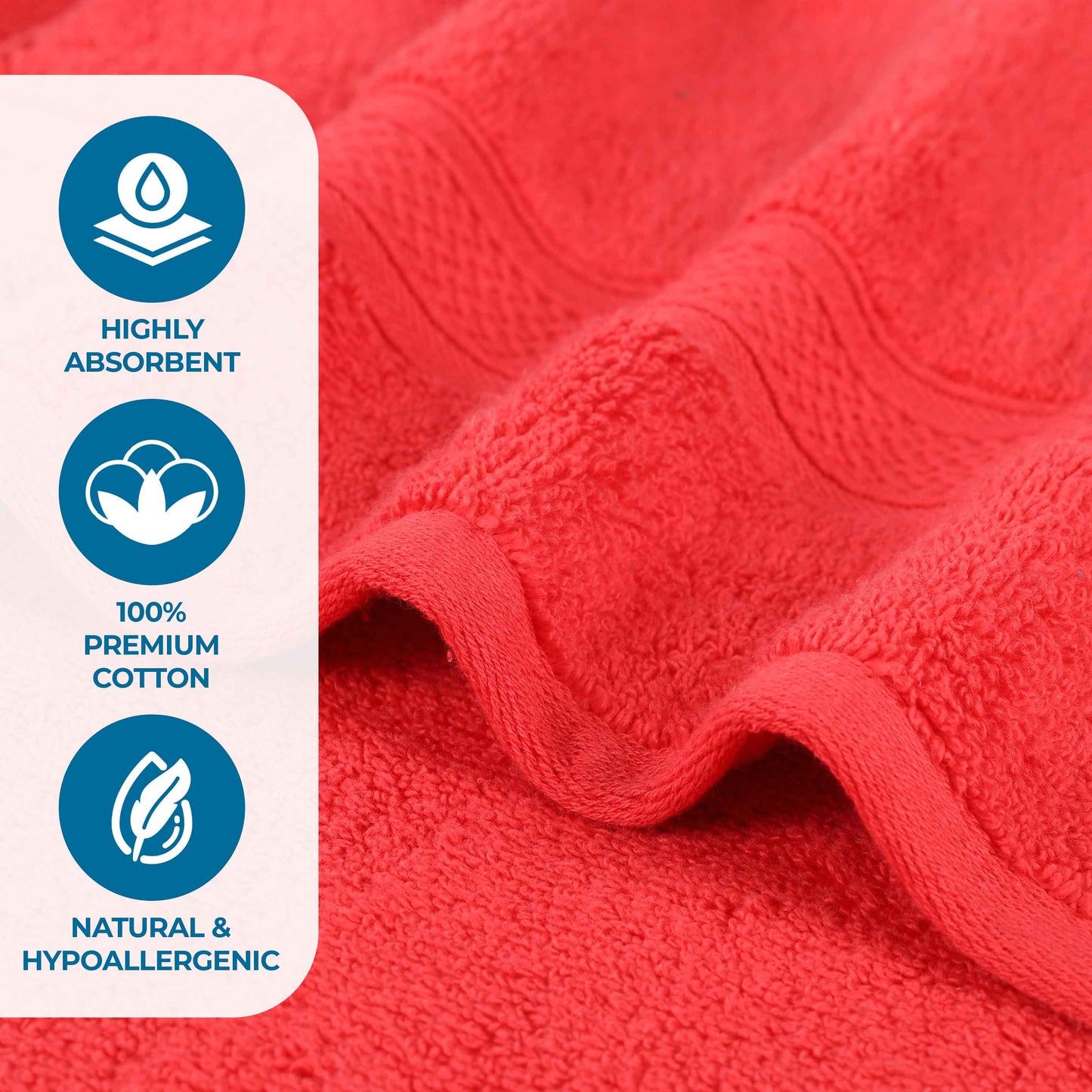 Chevron Zero Twist Solid and Jacquard Soft Cotton 6 Piece Towel Set - Red
