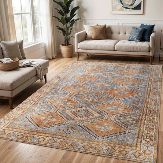 Ren Southwestern Geometric Diamonds Indoor Area Rug - DijonYellow