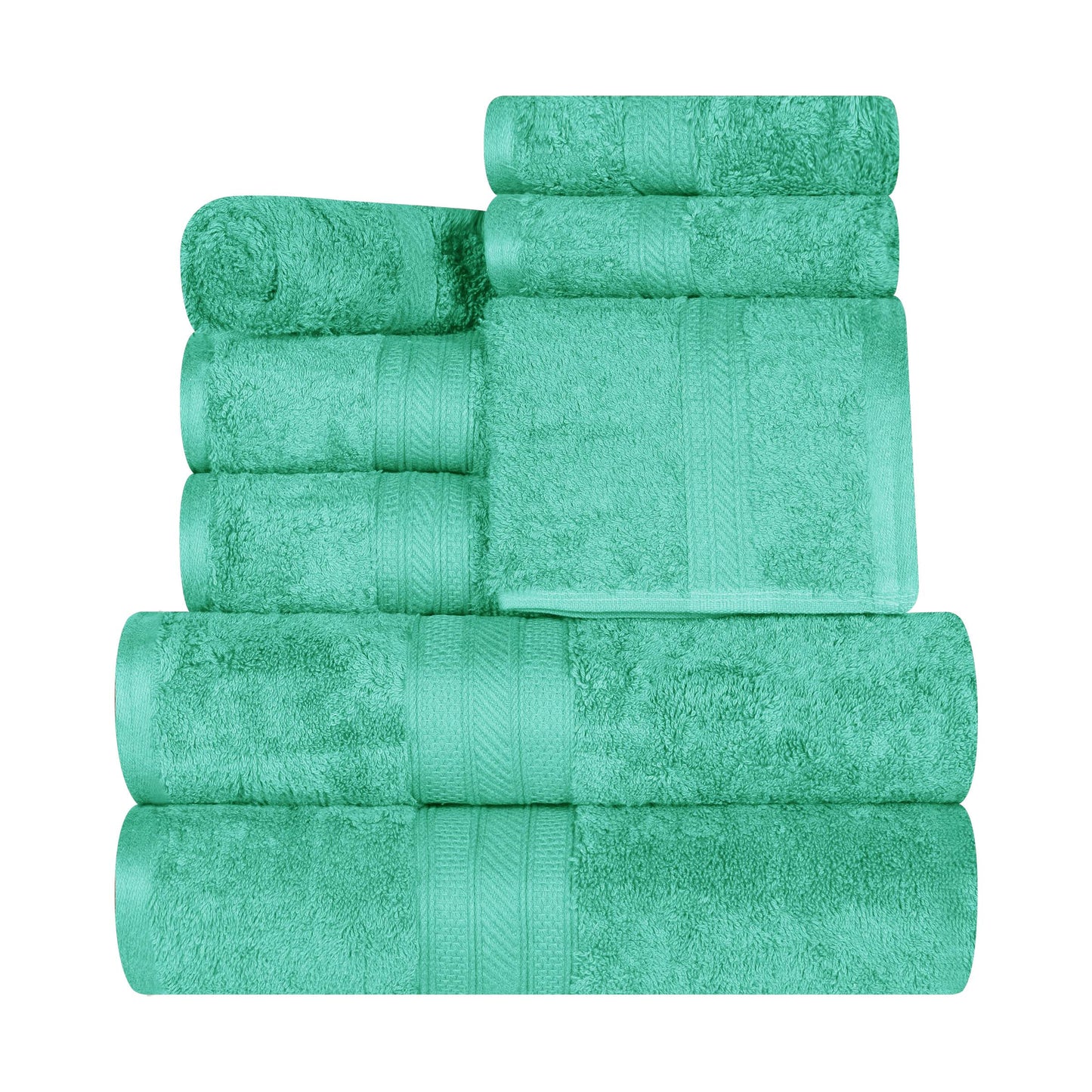 Cotton Heavyweight Absorbent Plush 8 Piece Towel Set - Rivulet