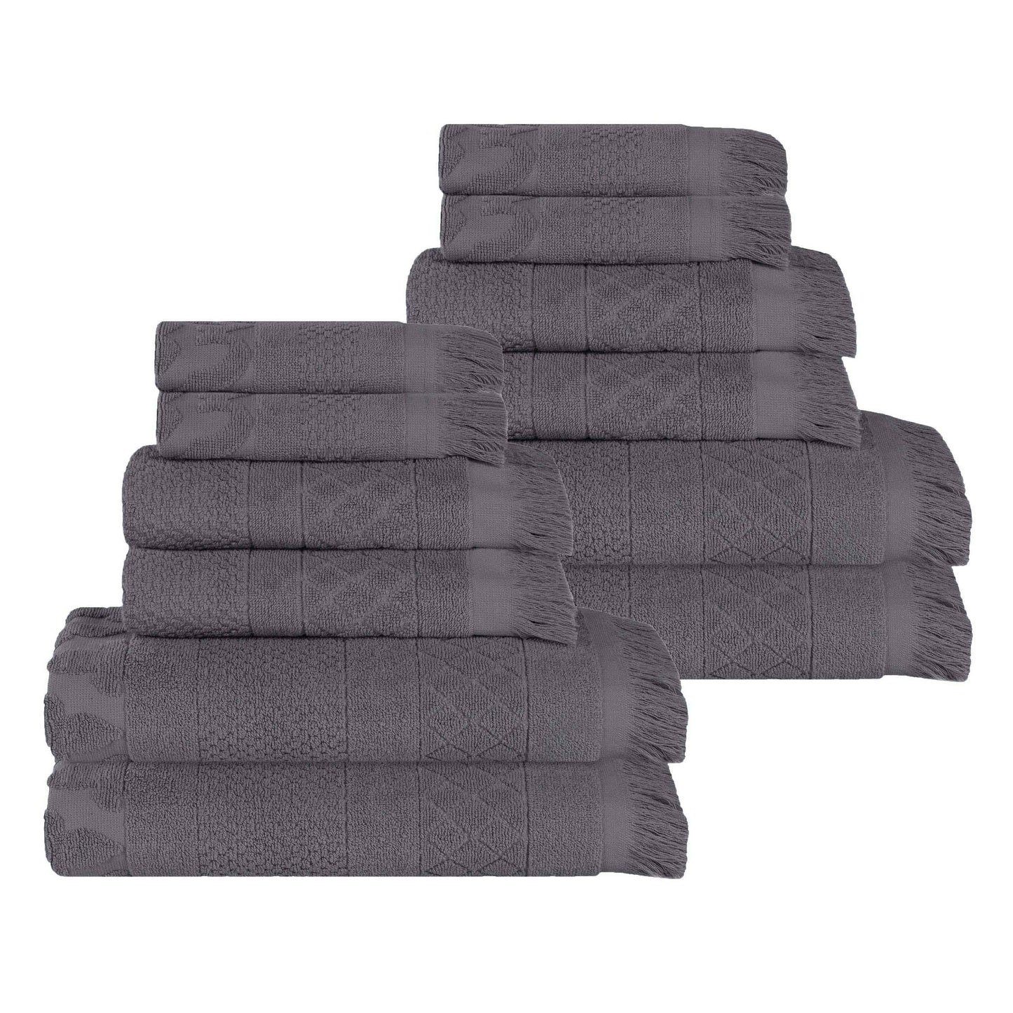 Rolla Cotton Geometric Jacquard Plush Soft Absorbent - Grey