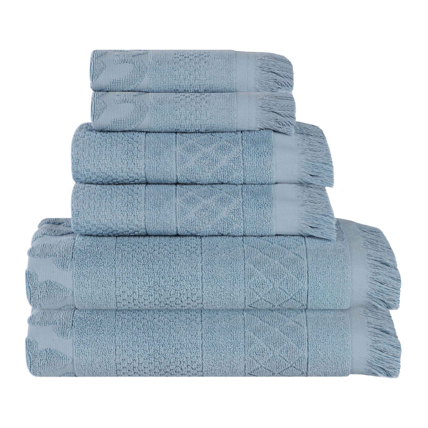 Rolla Cotton Geometric Jacquard Plush Soft Absorbent - Blue