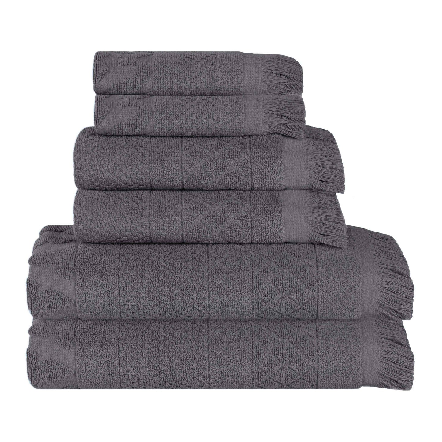 Rolla Cotton Geometric Jacquard Plush Soft Absorbent - Grey