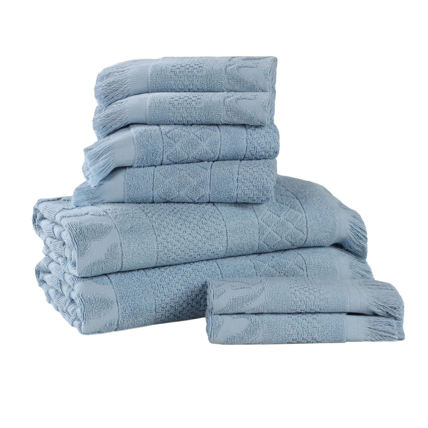 Rolla Cotton Geometric Jacquard Plush Soft Absorbent - Blue