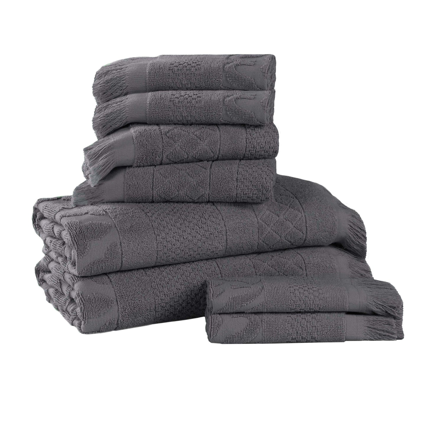 Rolla Cotton Geometric Jacquard Plush Soft Absorbent - Grey