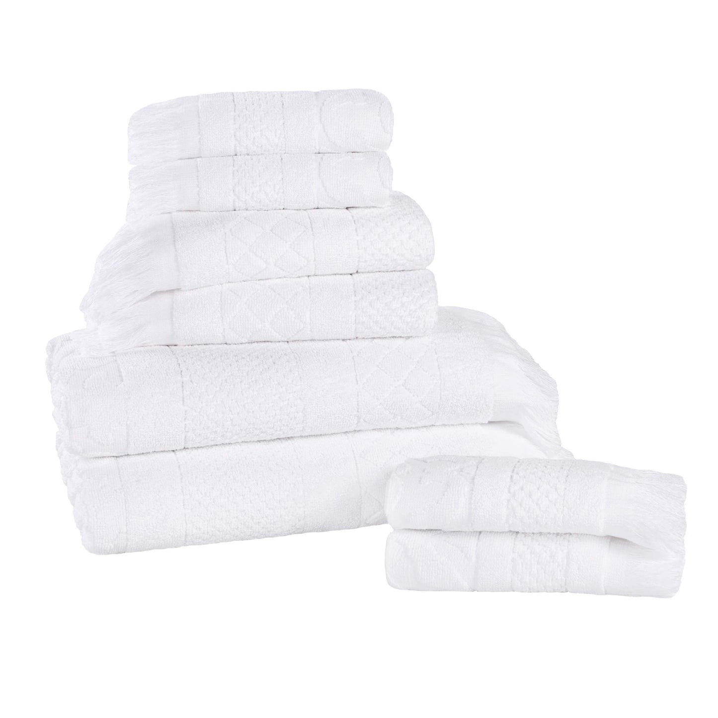 Rolla Cotton Geometric Jacquard Plush Soft Absorbent - White