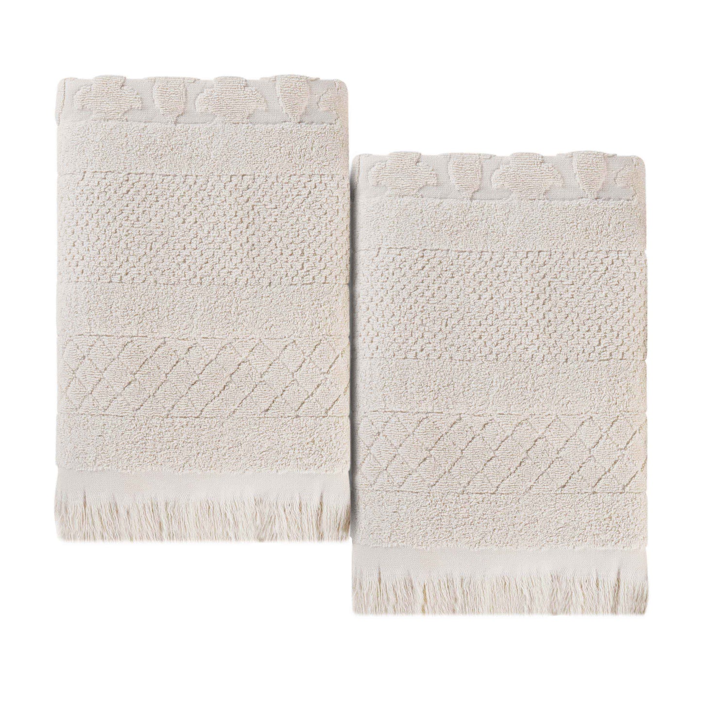Rolla Cotton Geometric Jacquard Plush Absorbent Bath Sheet - Ivory