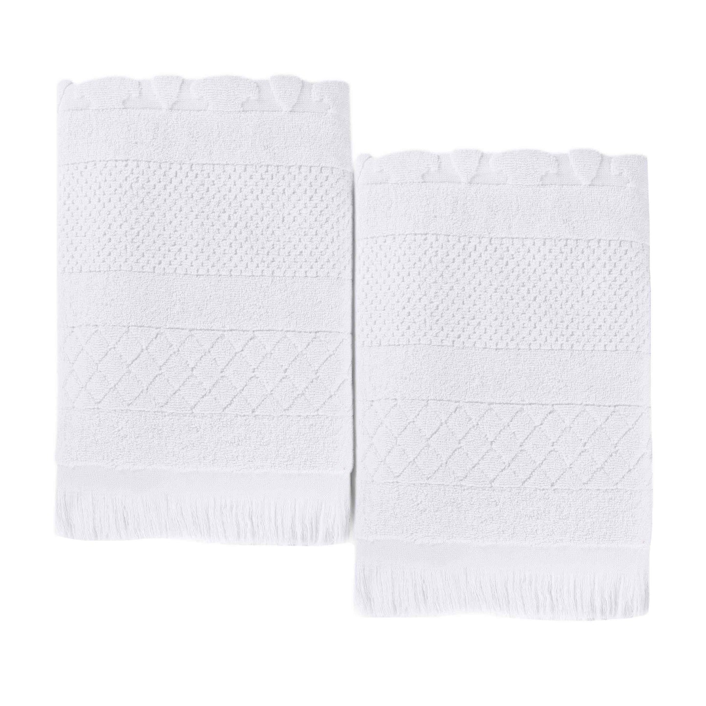 Rolla Cotton Geometric Jacquard Plush Absorbent Bath Sheet - White