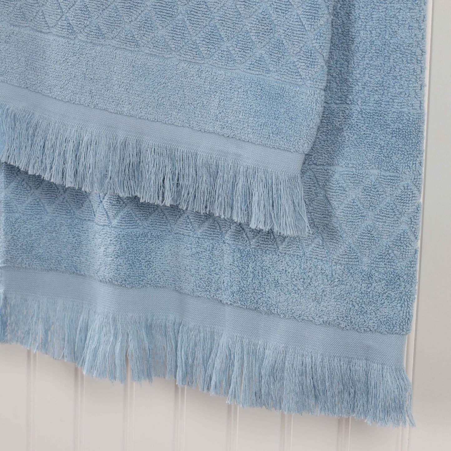 Rolla Cotton Geometric Jacquard Plush Soft Absorbent - Blue