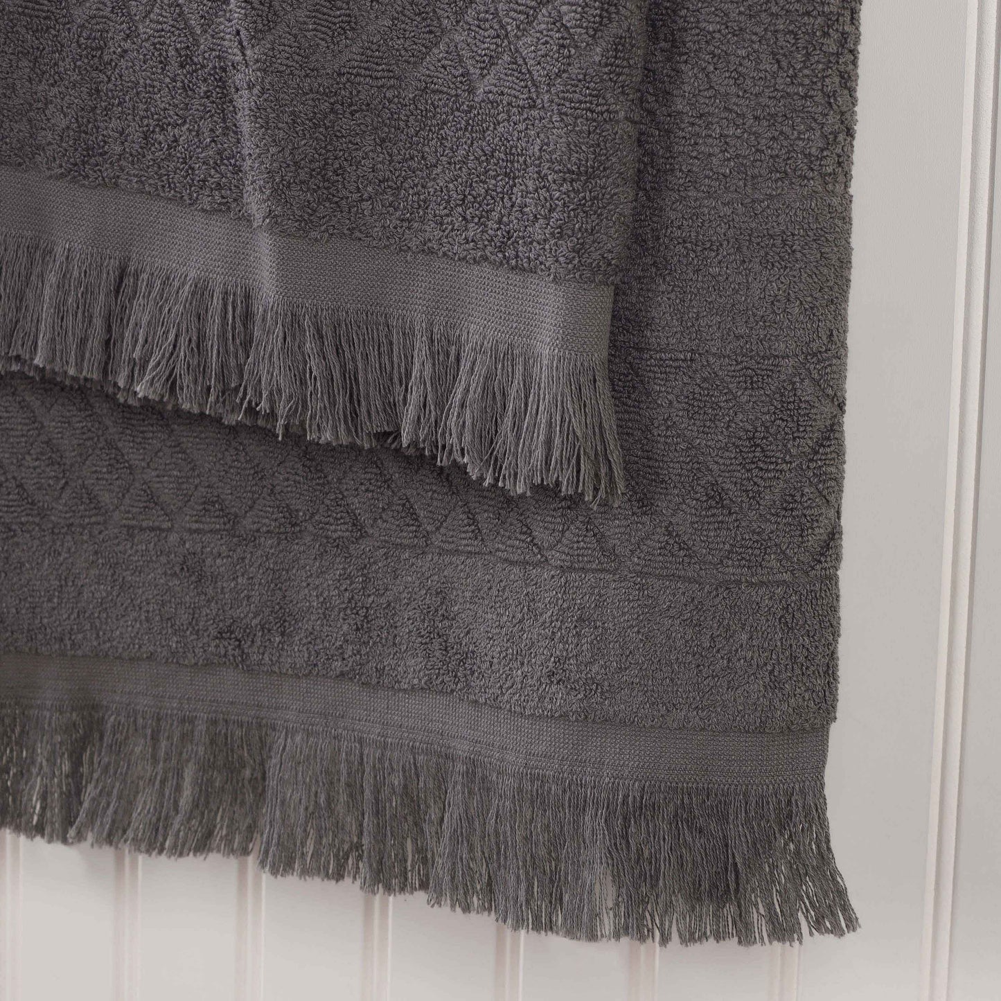Rolla Cotton Geometric Jacquard Plush Soft Absorbent - Grey