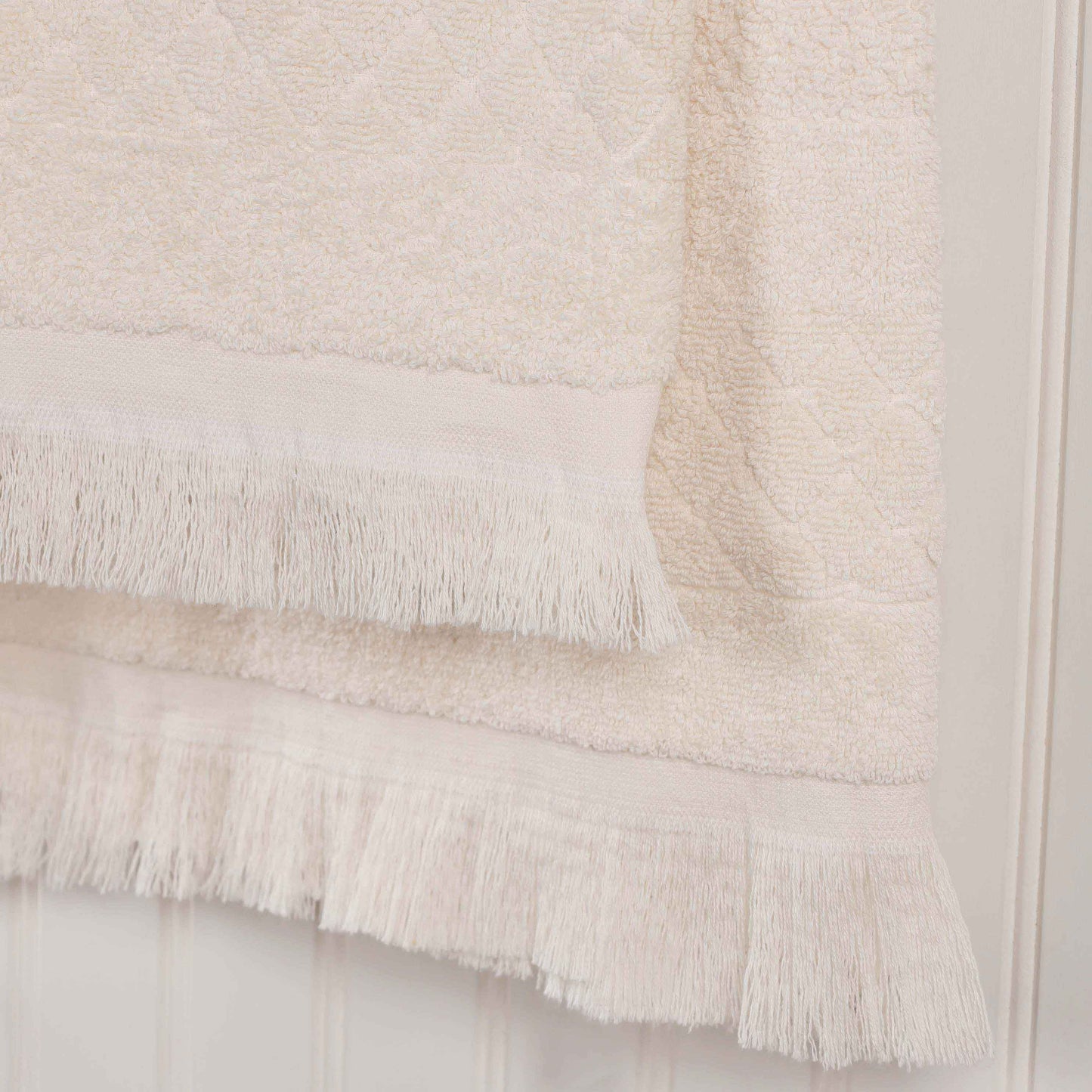 Rolla Cotton Geometric Jacquard Plush Soft Absorbent - Ivory