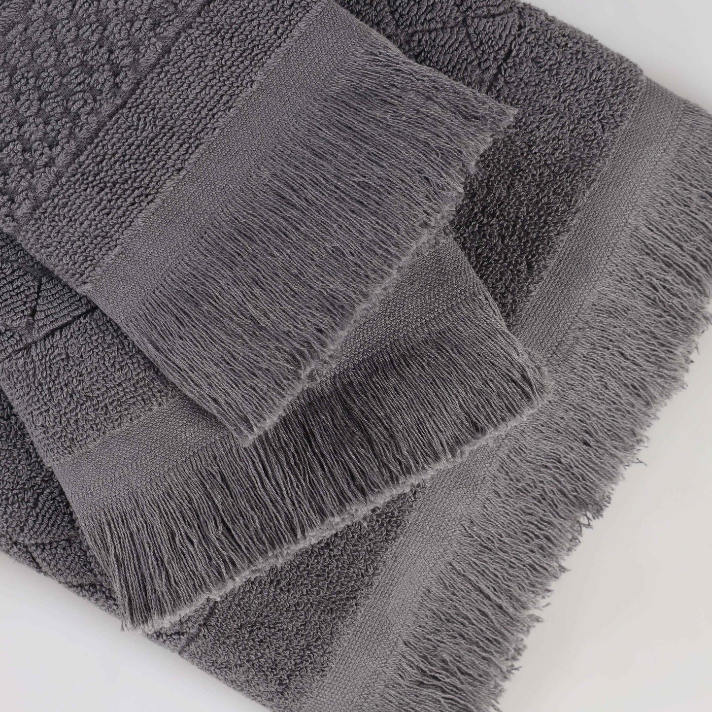 Rolla Cotton Geometric Jacquard Plush Soft Absorbent - Grey