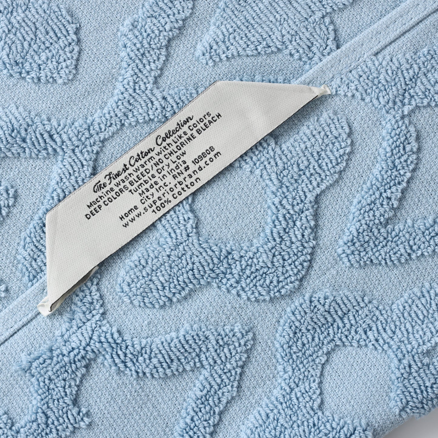 Rolla Cotton Geometric Jacquard Plush Soft Absorbent - Blue