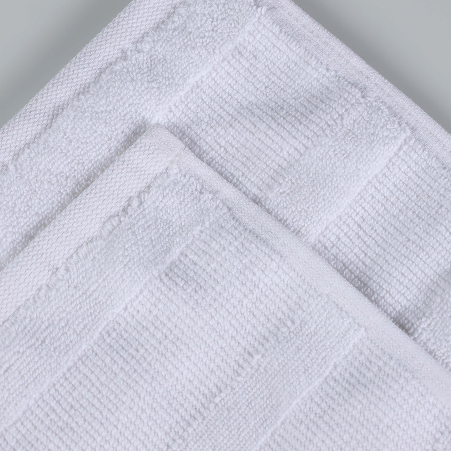 Roma Cotton Ribbed Textured Soft Face Towels/ Washcloths - White