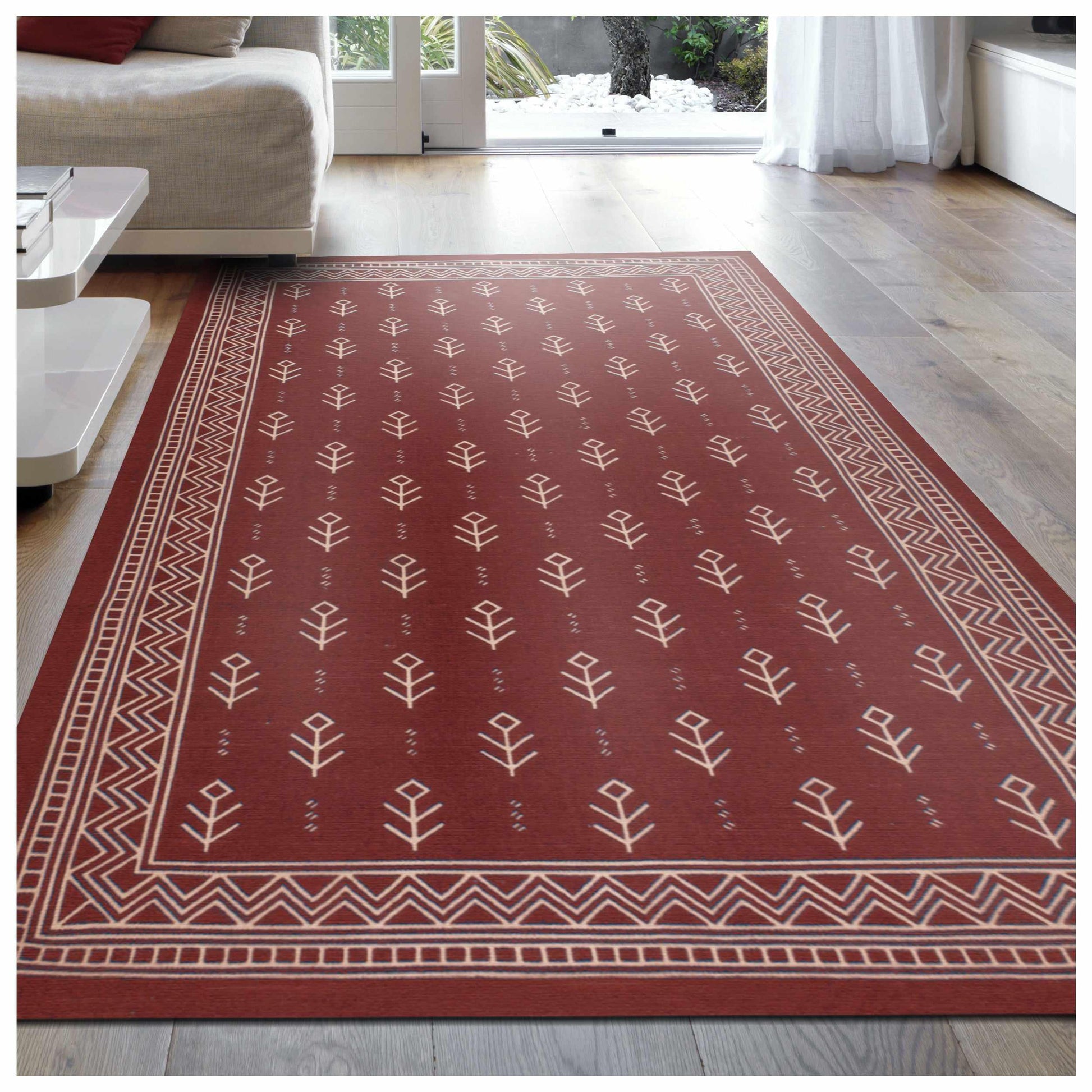 Superior Royal Club Southwestern Diamond Tribal Cotton Indoor Area Rug - Burgundy