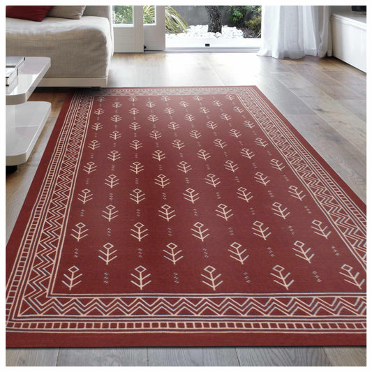 Superior Royal Club Southwestern Diamond Tribal Cotton Indoor Area Rug - Burgundy