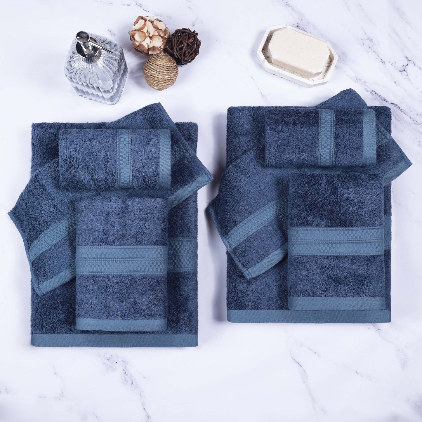 Ultra-Soft Rayon from Bamboo Cotton Blend 8 Piece Towel Set - RoyalBlue