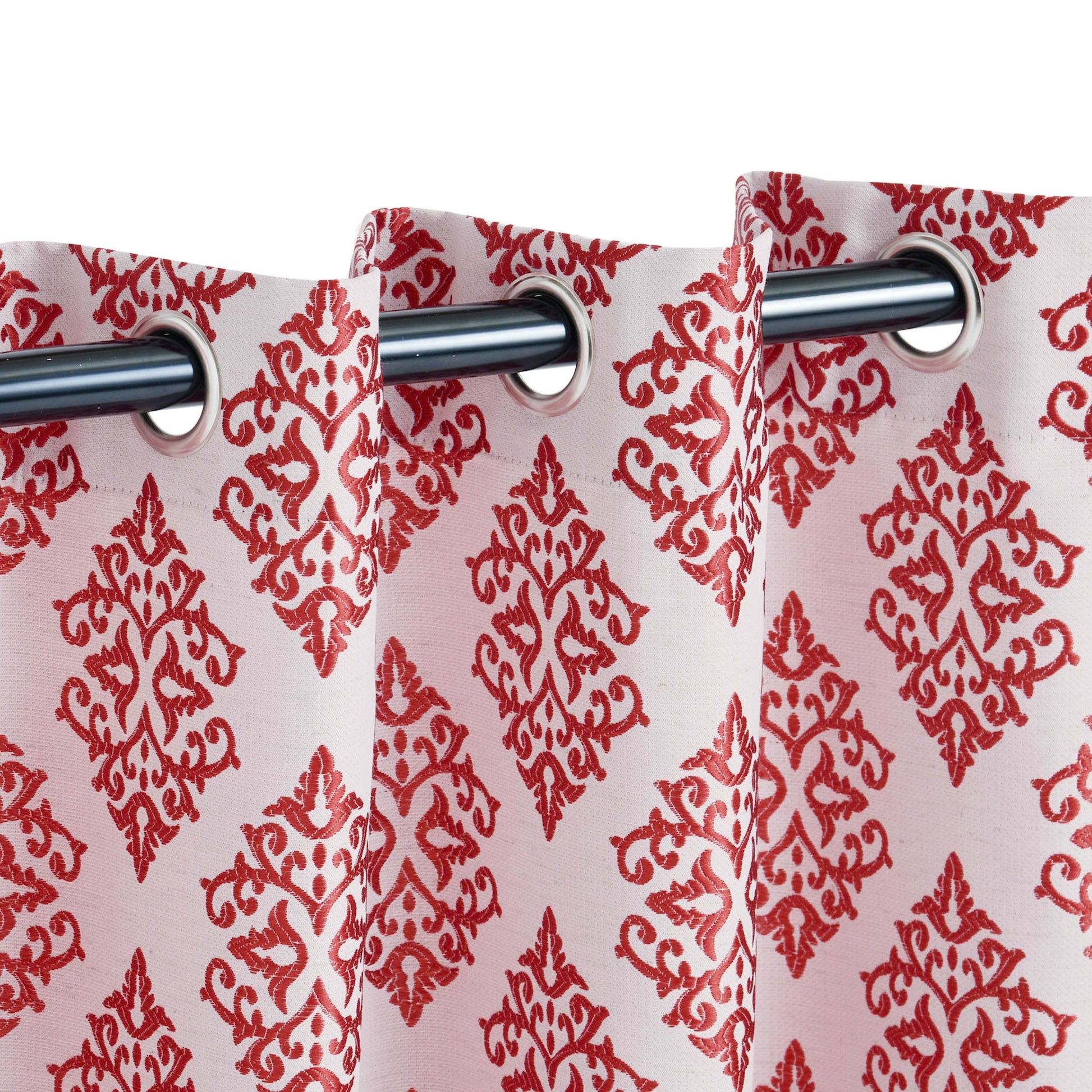 Venetian Damask Jacquard Curtain Panels, Set of 2 - Ruby