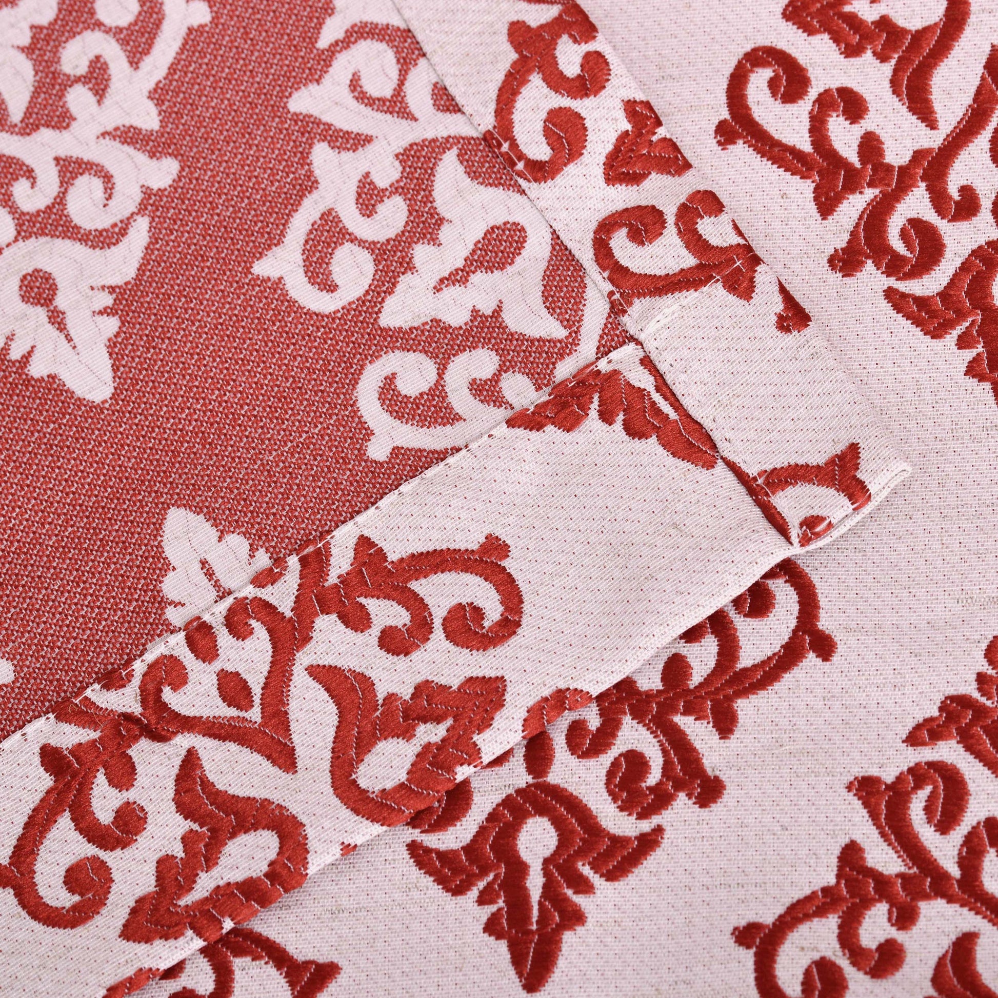 Venetian Damask Jacquard Curtain Panels, Set of 2 - Ruby
