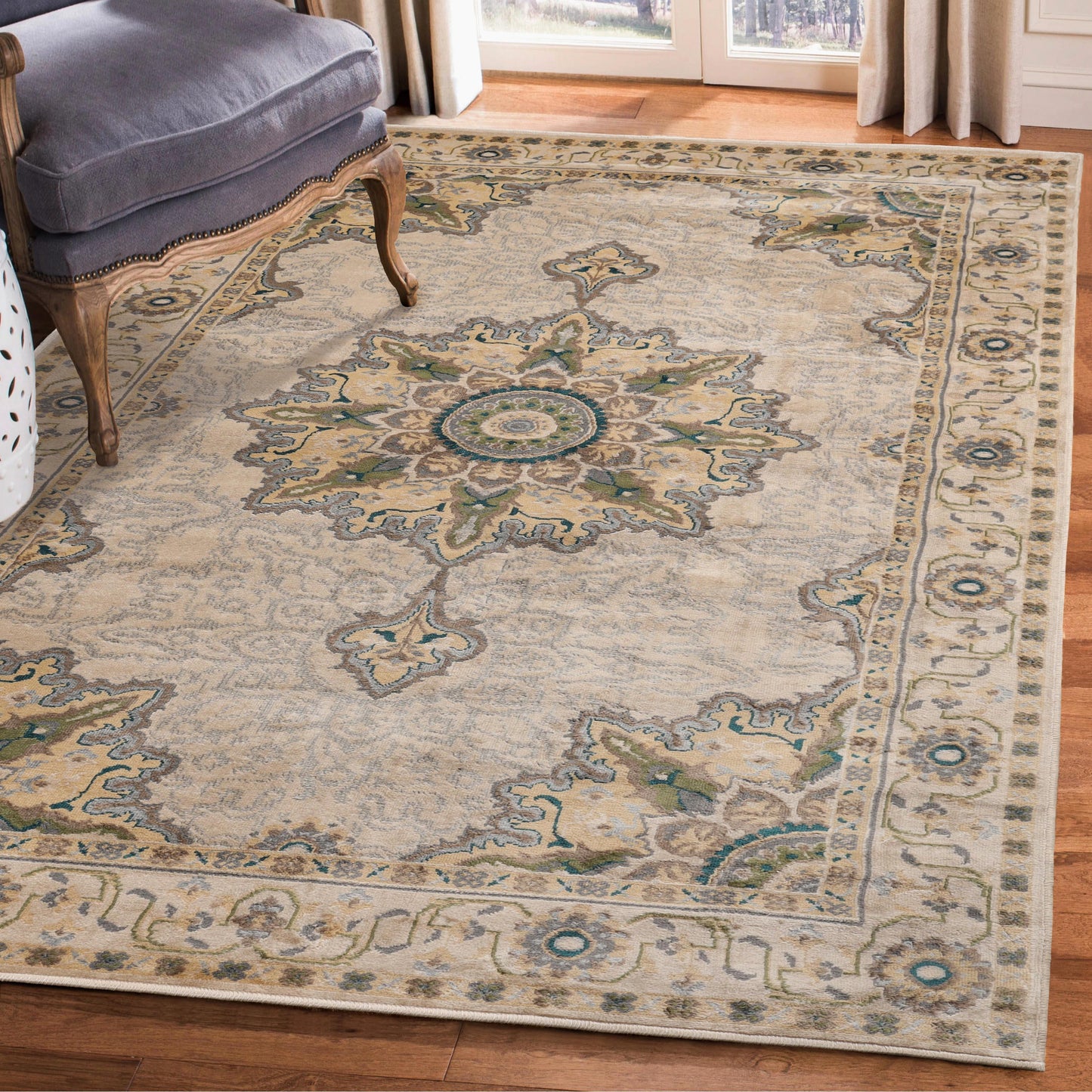 Superior Edeline Medallion Oriental Indoor Area Rug or Runner Rug - Beige