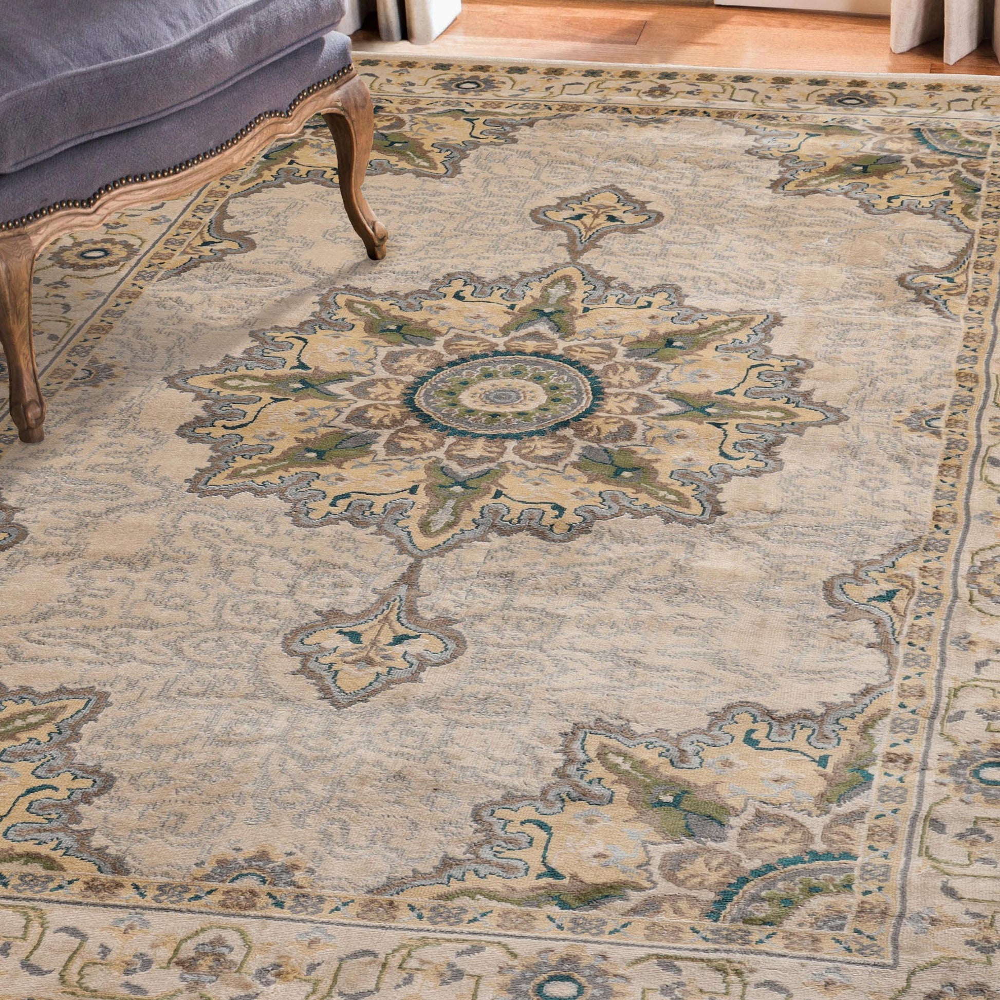 Superior Edeline Medallion Oriental Indoor Area Rug or Runner Rug - Beige