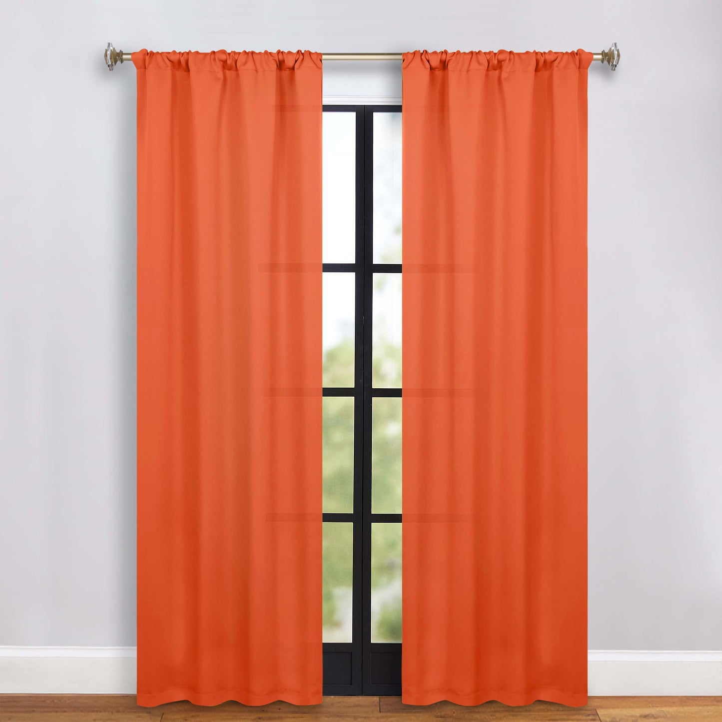 Solid Room Darkening Rod Pocket Blackout Curtain Panels, Set of 2 - Rust