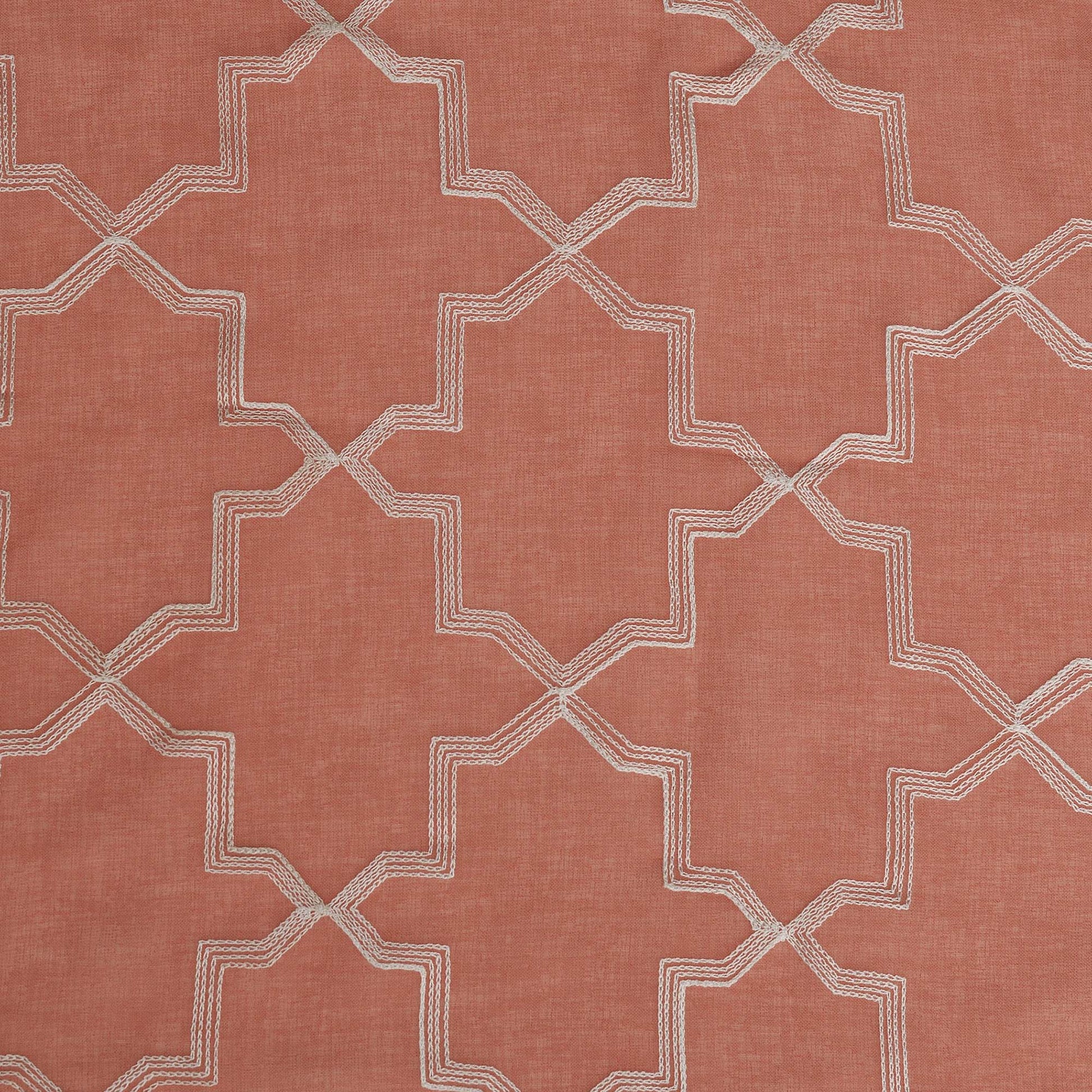Embroidered Quatrefoil Semi Sheer 2 Piece Curtain Panel Set - Rust