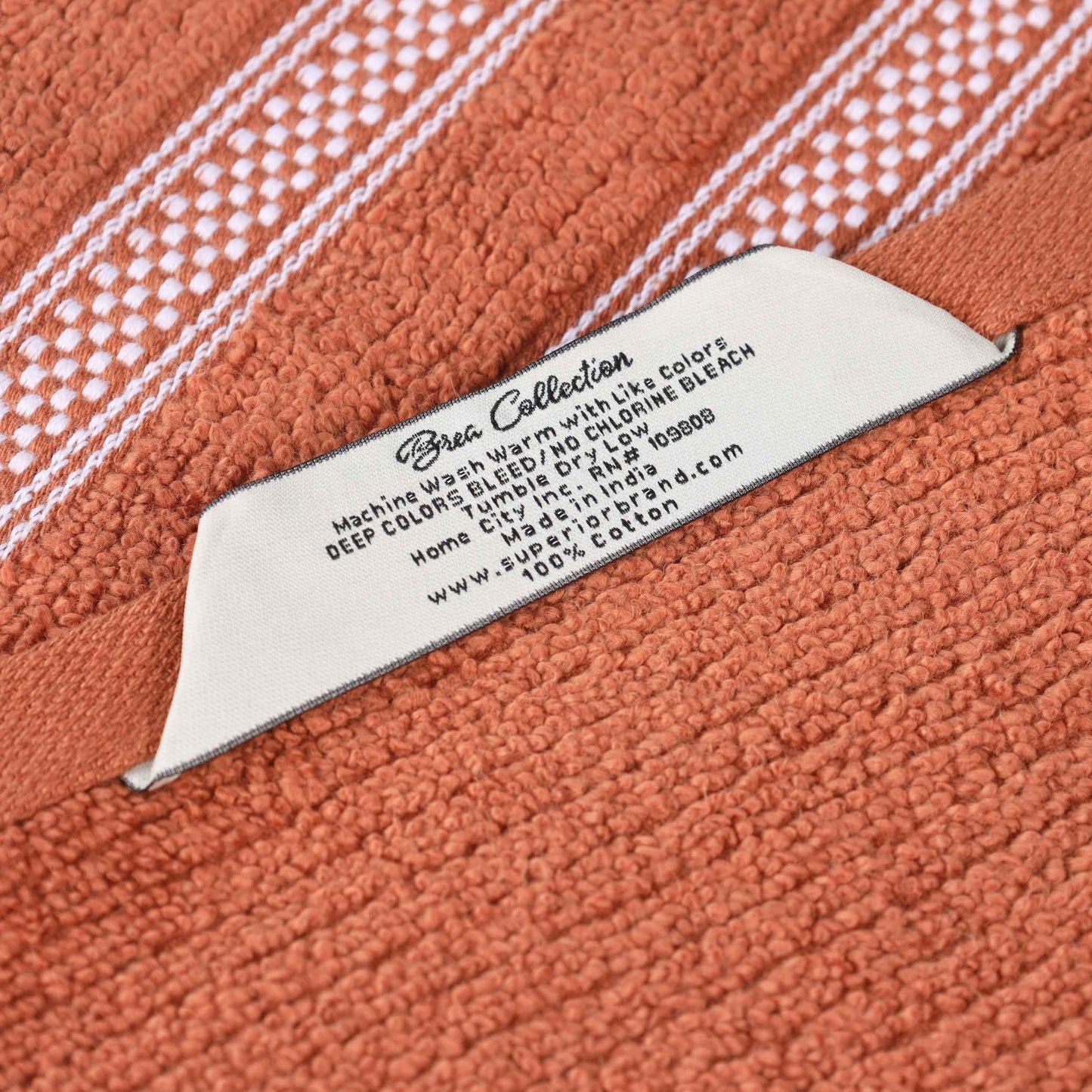Brea Zero Twist Cotton Ribbed Geometric Border Bath Sheet Set of 2