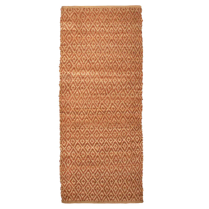 Diamond Hand-Woven Reversible Jute Area Rug - Rust