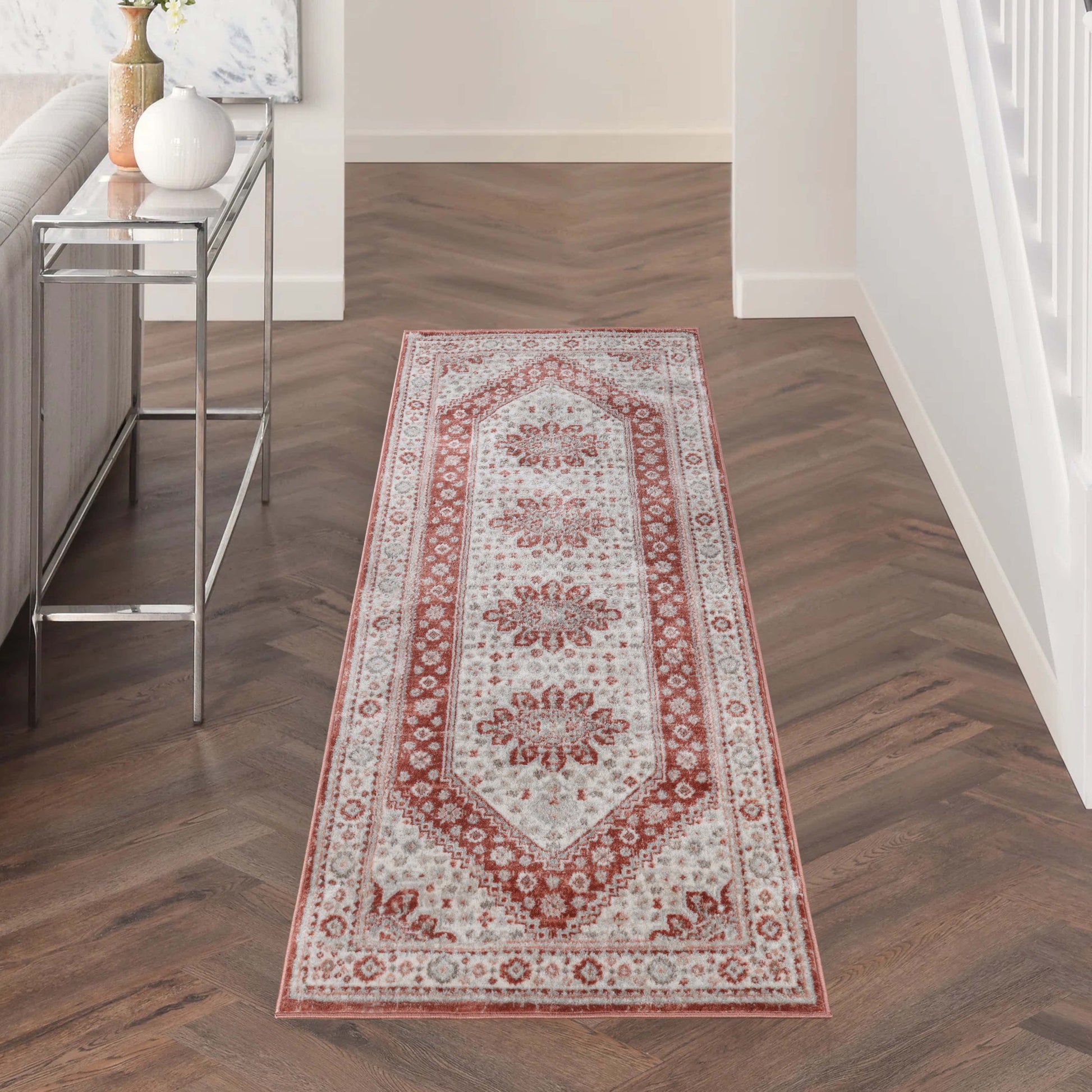 Layland Classic Vintage Medallion Indoor Area Rug or Runner - Rust