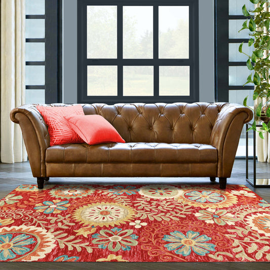 Superior Floral Medallion Hand-Tufted Handmade Wool Indoor Area Rug - Rust
