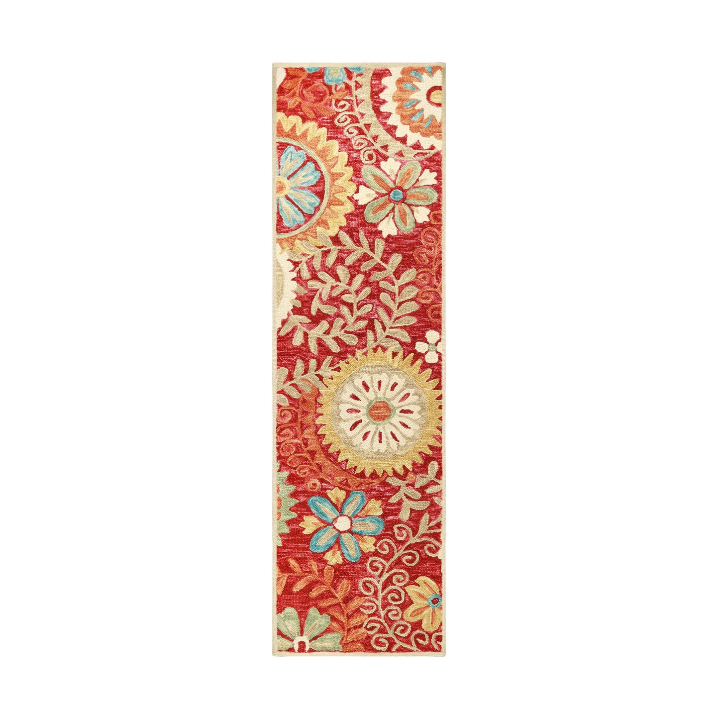 Superior Floral Medallion Hand-Tufted Handmade Wool Indoor Area Rug - Rust