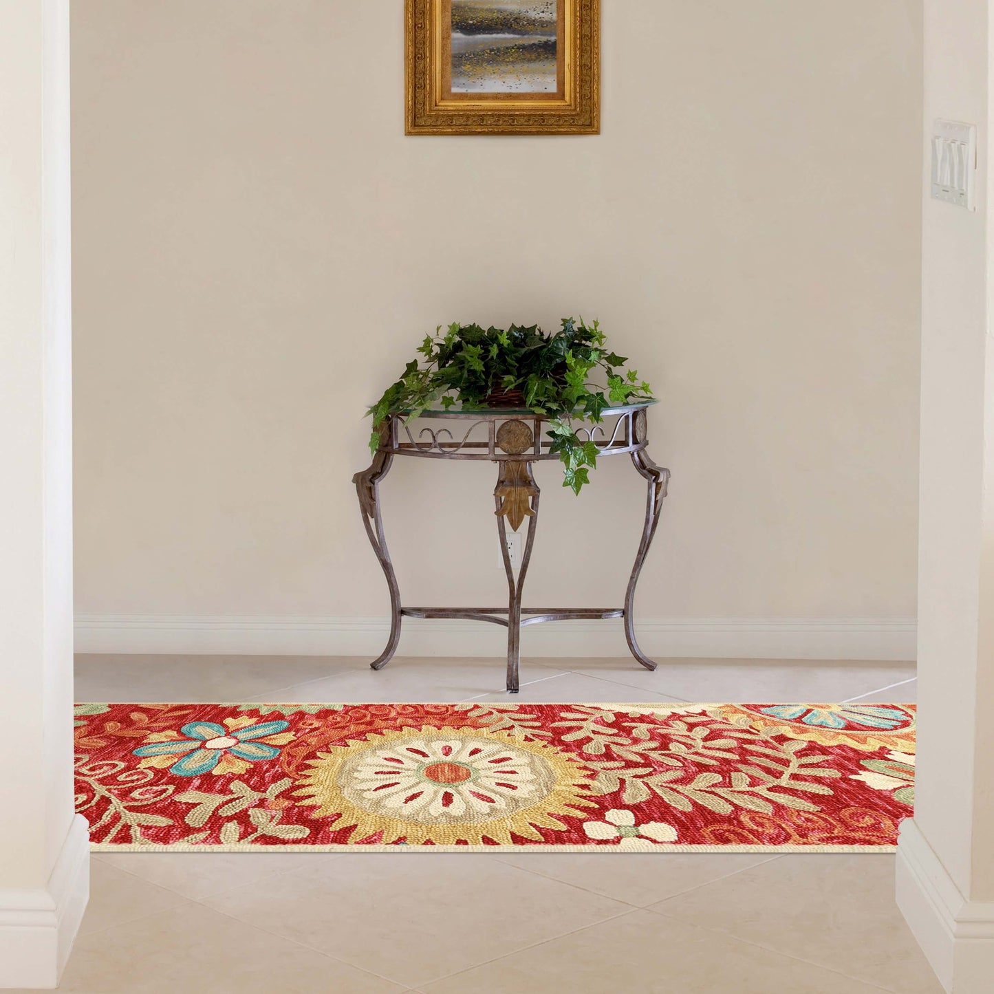 Superior Floral Medallion Hand-Tufted Handmade Wool Indoor Area Rug - Rust