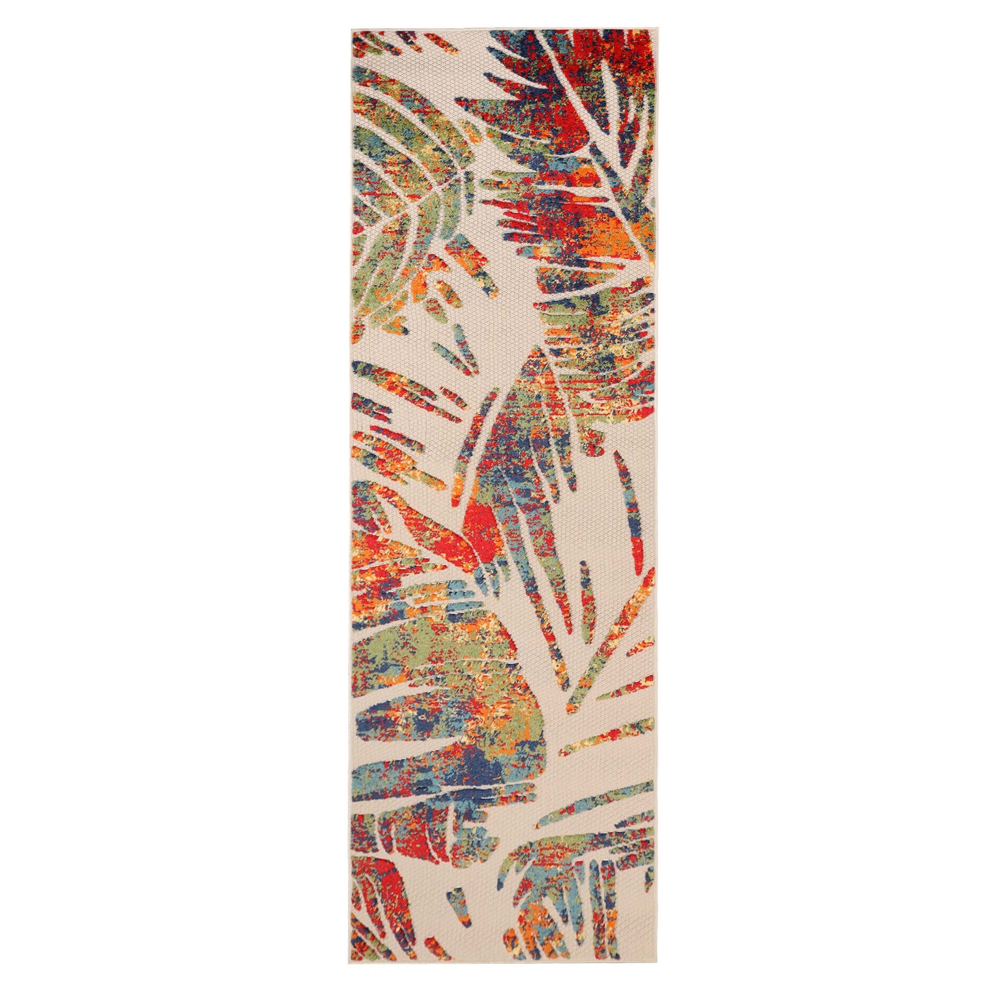 Superior Siesta Botanical Leaves Modern Indoor Outdoor Area Rug or Runner Rug - Cream