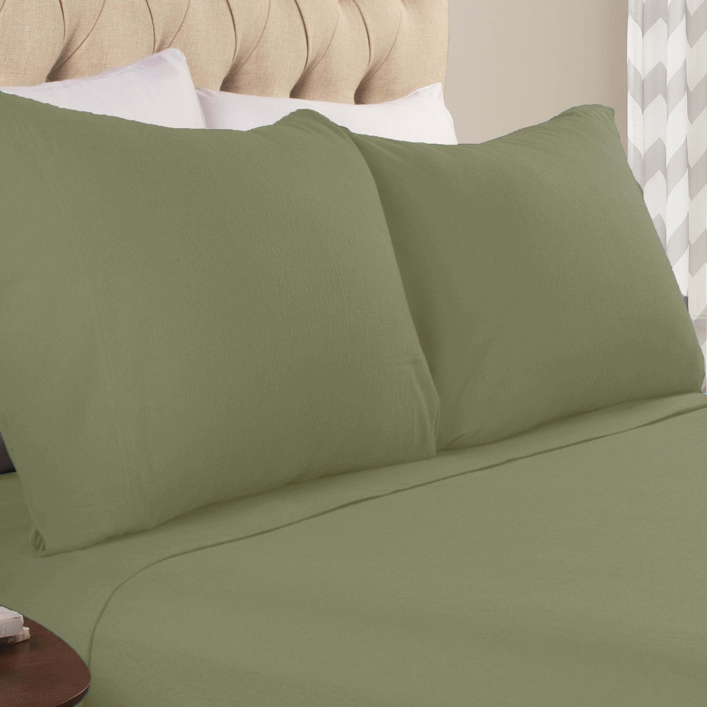 Cotton Flannel 2 Piece Pillowcase Set - Sage
