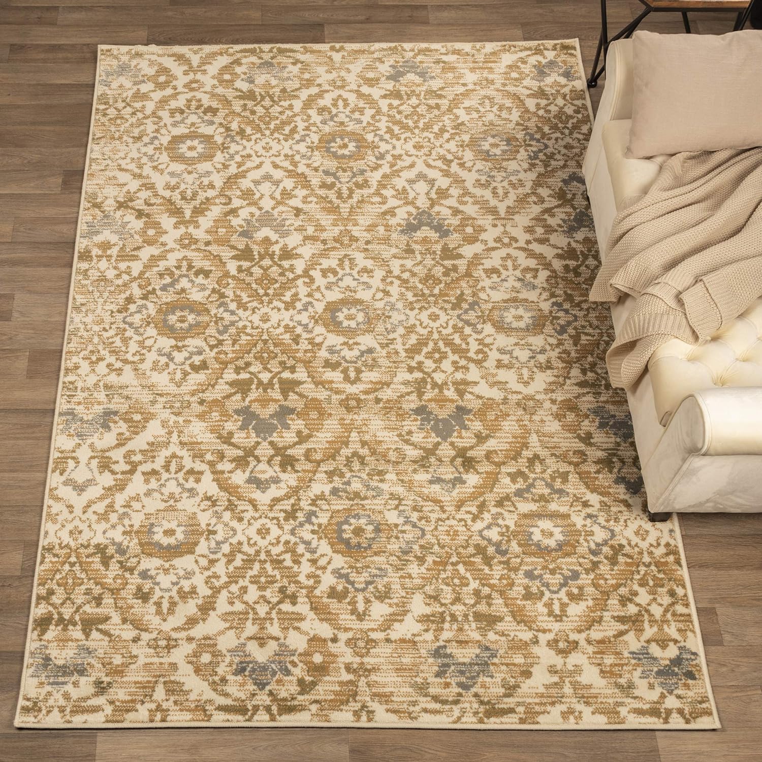 Tamara Modern Farmhouse Floral Damask Indoor Area Rug - Sage