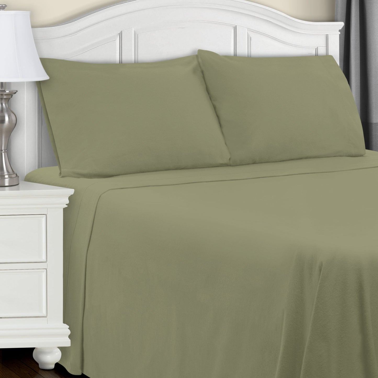 Solid Flannel Cotton Soft Warm Deep Pocket Sheet Set - Sage
