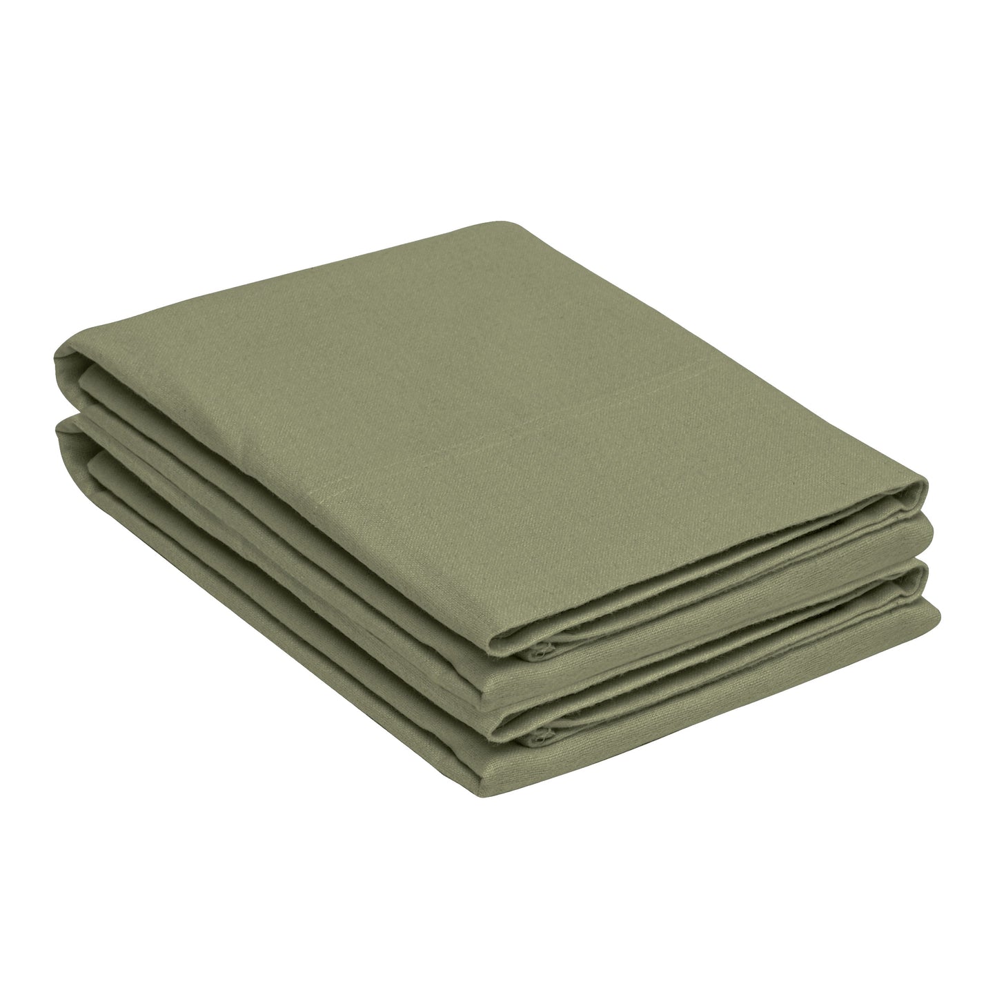 Solid Flannel Cotton Soft Fuzzy Pillowcases, Set of 2 - Sage