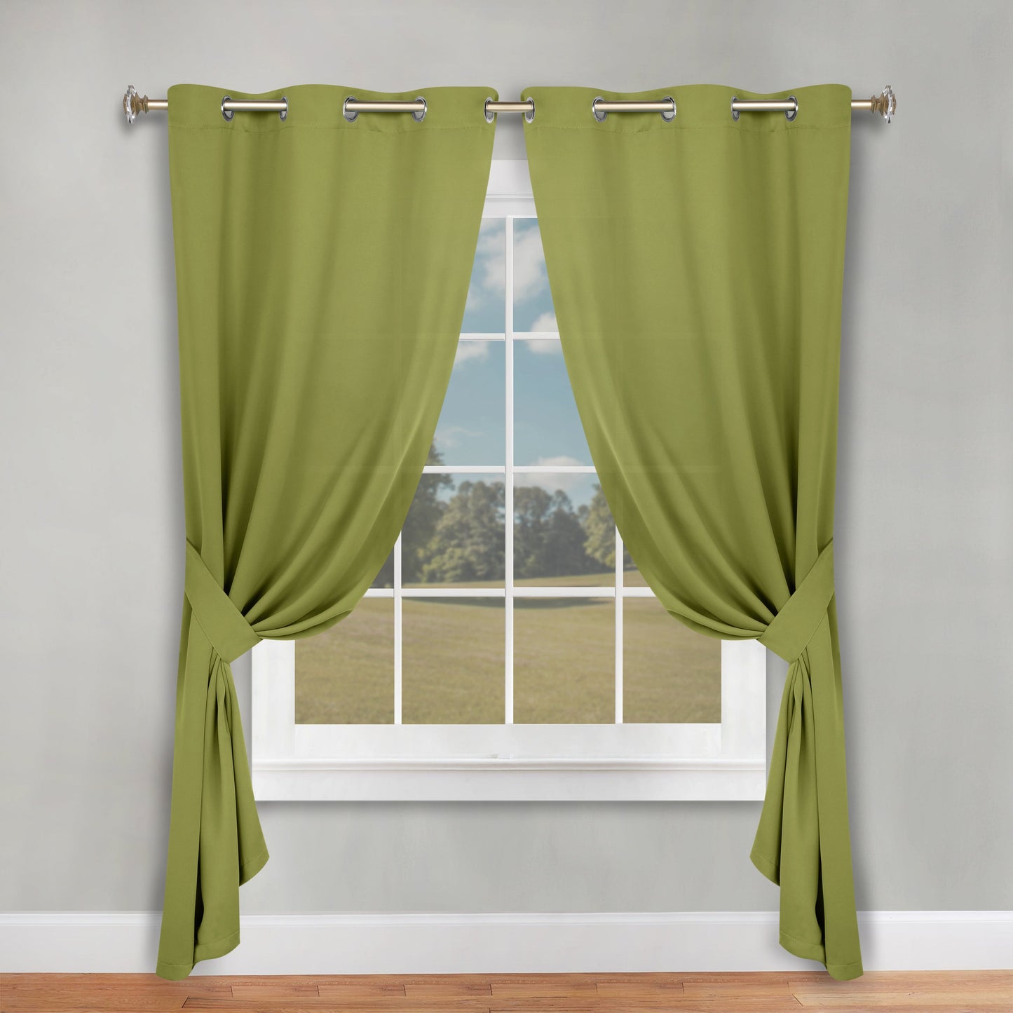 Classic Modern Solid Room Darkening Blackout Curtain Panels, Set of 2