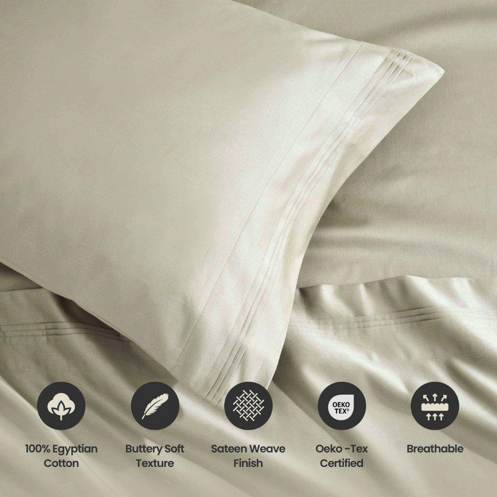 1500 Thread Count Egyptian Cotton 2 Piece Solid Pillowcase Set - Sage