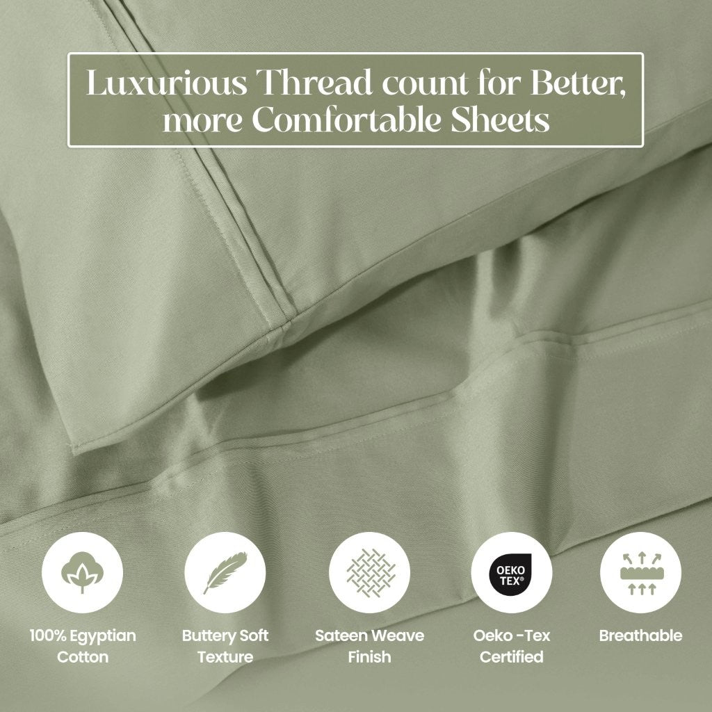 1200 Thread Count Egyptian Cotton 2 Piece Pillowcase Set