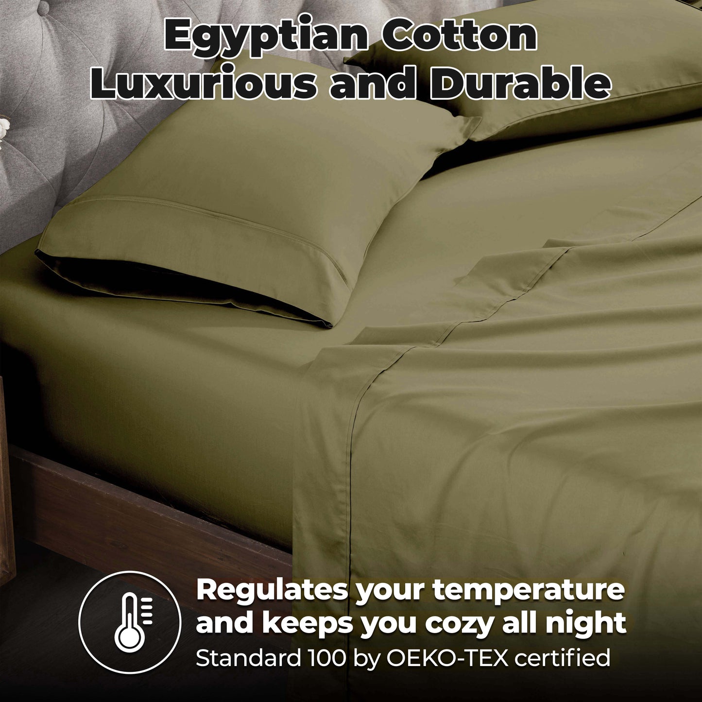 Egyptian Cotton 300 Thread Count Solid Deep Pocket Sheet Set - Sage