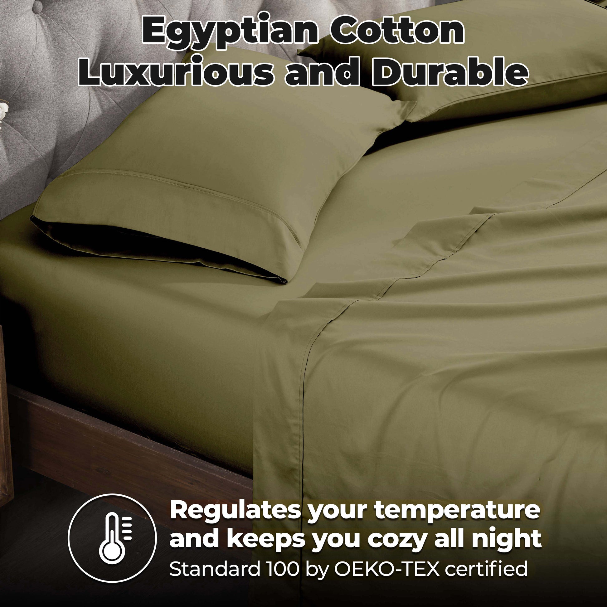 Egyptian Cotton 300 Thread Count Solid Deep Pocket Sheet Set - Sage