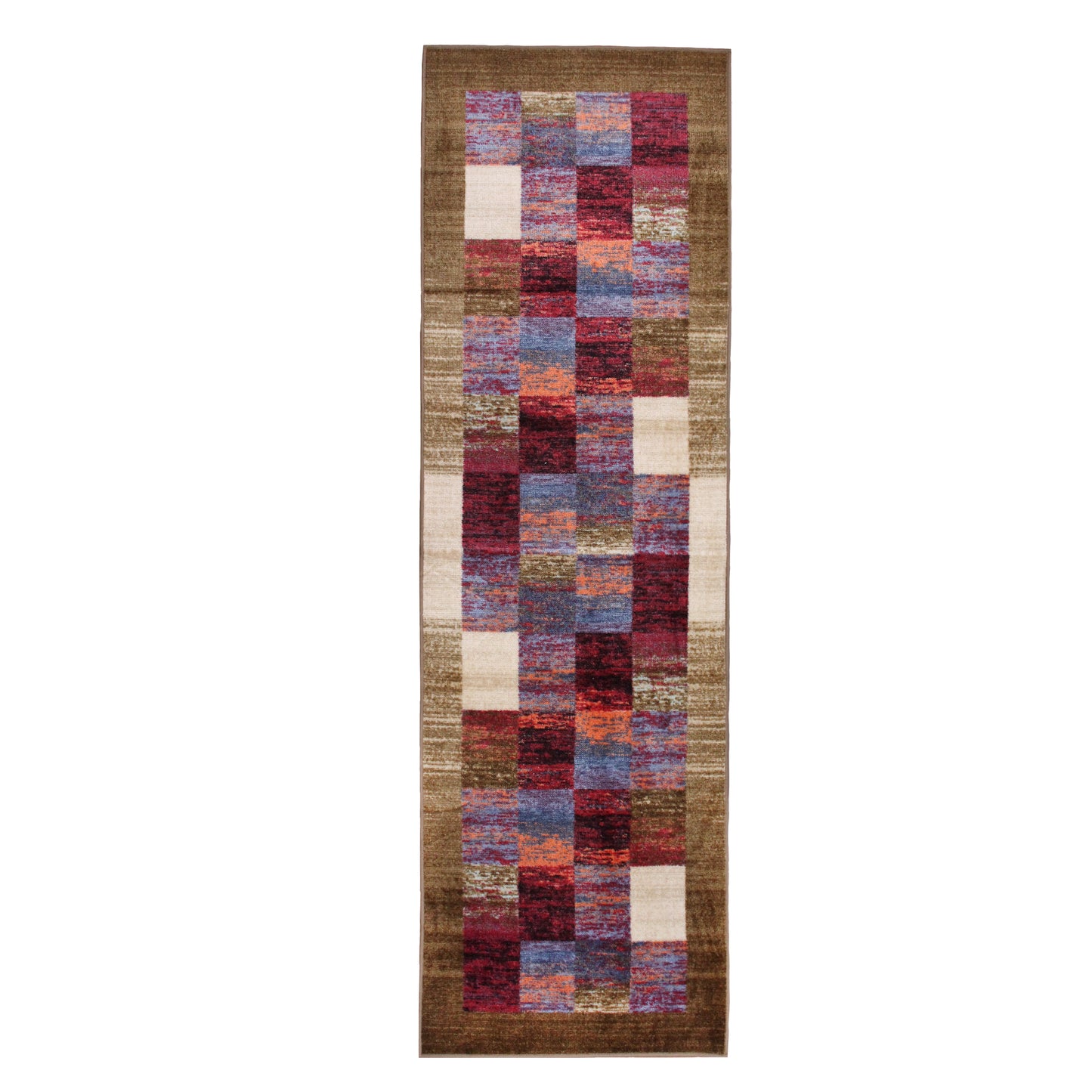 Lockwood Color Block Non-Slip Washable Indoor Area Rug or Runner - Sage