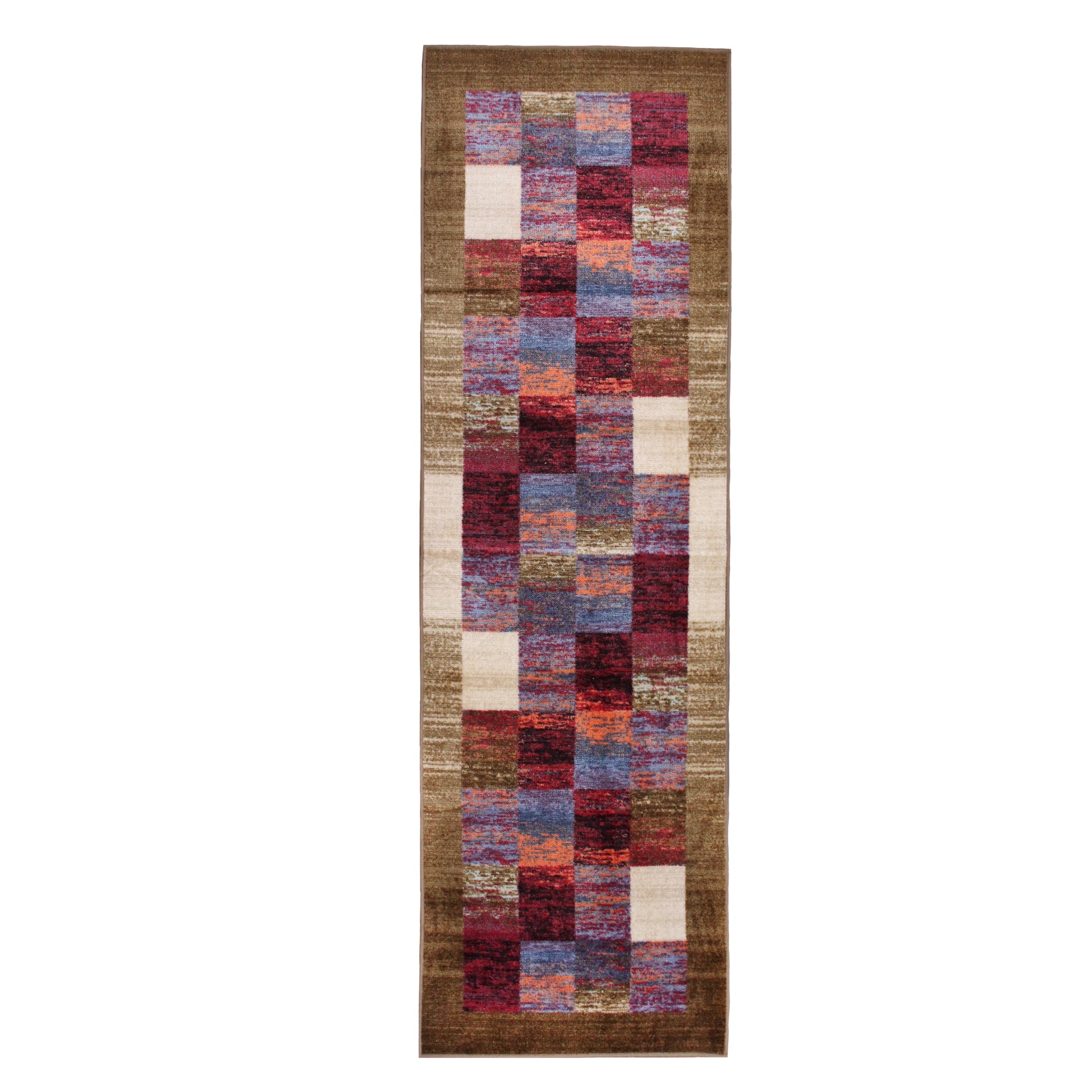 Lockwood Color Block Non-Slip Washable Indoor Area Rug or Runner - Sage
