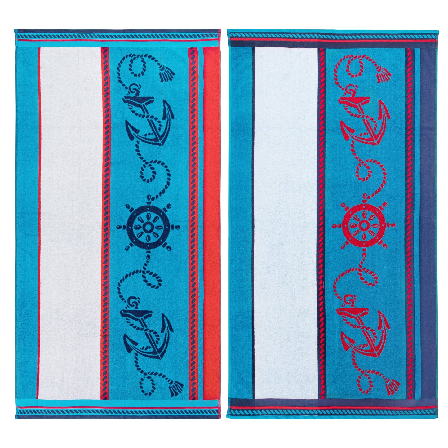 Superior Sailing Cotton Oversized Beach Towel Set - Blue