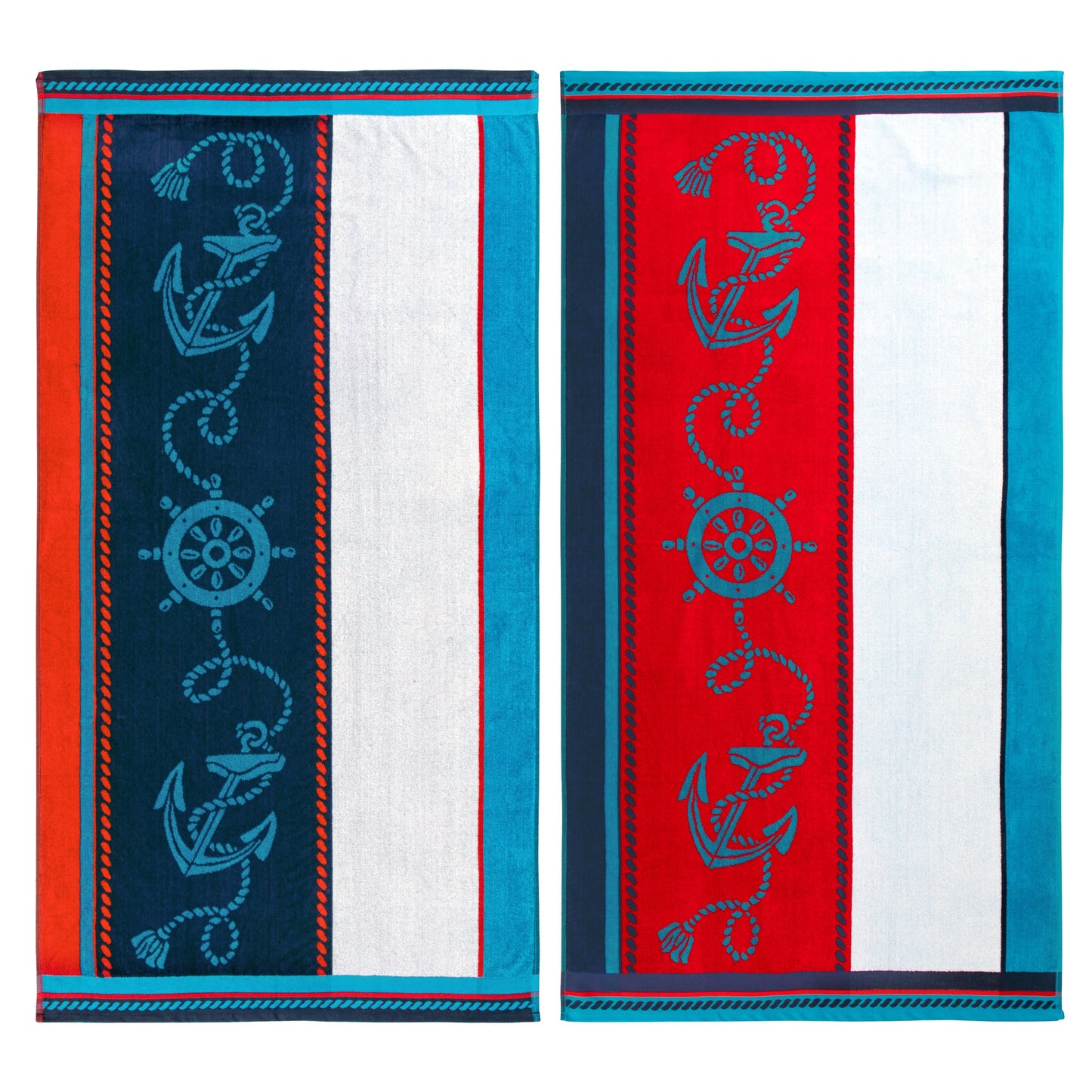Superior Sailing Cotton Oversized Beach Towel Set - Blue