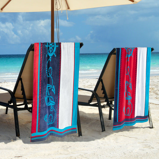 Sailing Egyptian Cotton 4 Piece Oversized Beach Towel Set - Blue