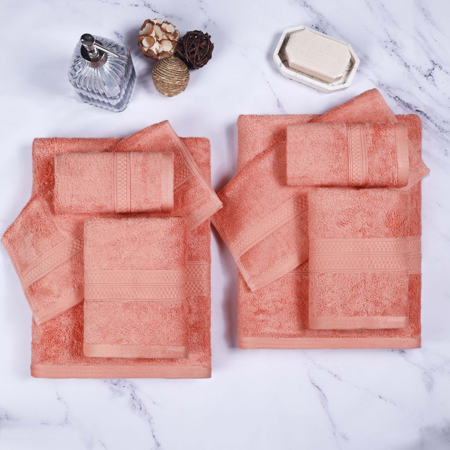 Ultra-Soft Rayon from Bamboo Cotton Blend 8 Piece Towel Set - Salmon