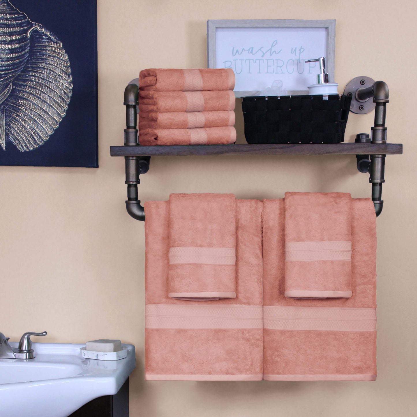 Ultra-Soft Rayon from Bamboo Cotton Blend Bath and Hand Towel Set