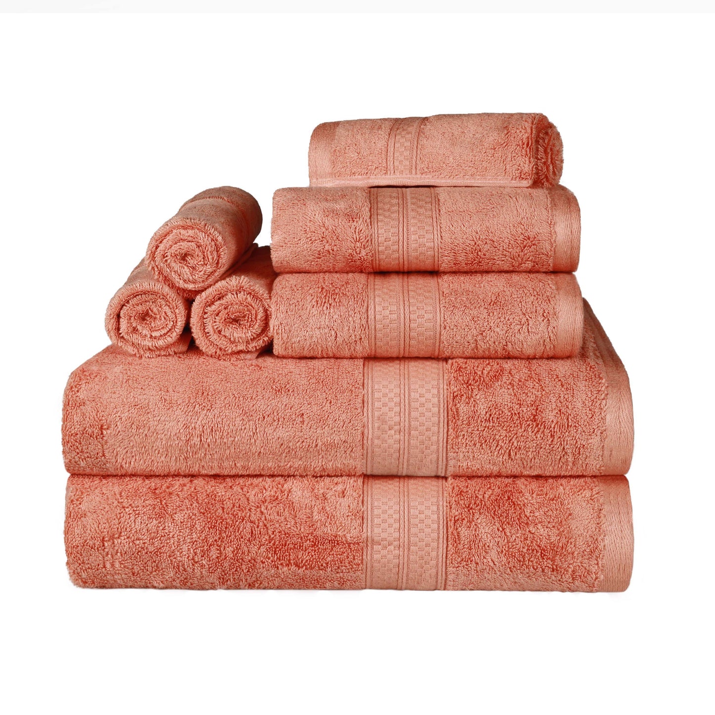 Ultra-Soft Rayon from Bamboo Cotton Blend 8 Piece Towel Set - Salmon